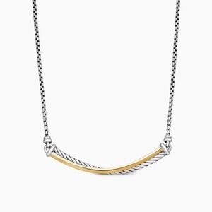 David Yurman CROSSOVER BAR NECKLACE Sterling Silver with 18K Yellow Gold